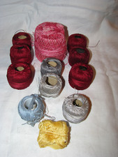 Group of 12 Colorful DMC Pearl Crochet Thread Balls