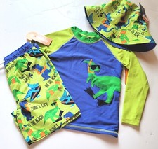 Gymboree Boys 3T Swim Rashguard Shorts Set Nautical Shark Swim Set Swimwear