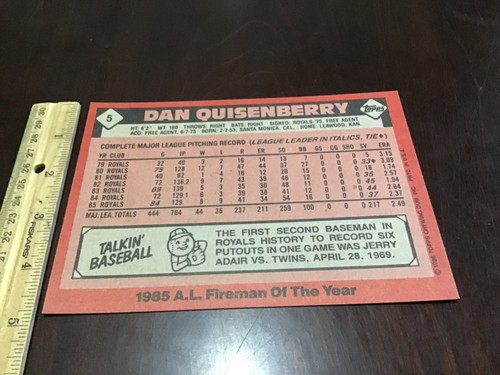 DAN QUISENBERRY Oddball Insert & Regular issue Baseball ROYALS YOU CHOOSE - Picture 73 of 133