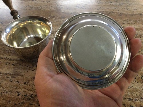 Preisner Sterling Silver Brandy Warmer with Under Plate Wooden Handle - Picture 6 of 8