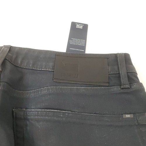 G-Star Raw 3301 Slim Elto Super Stretch Denim Envejecido Oscuro Encerado Cobler Para Hombres 35x30 - Imagen 13 de 13