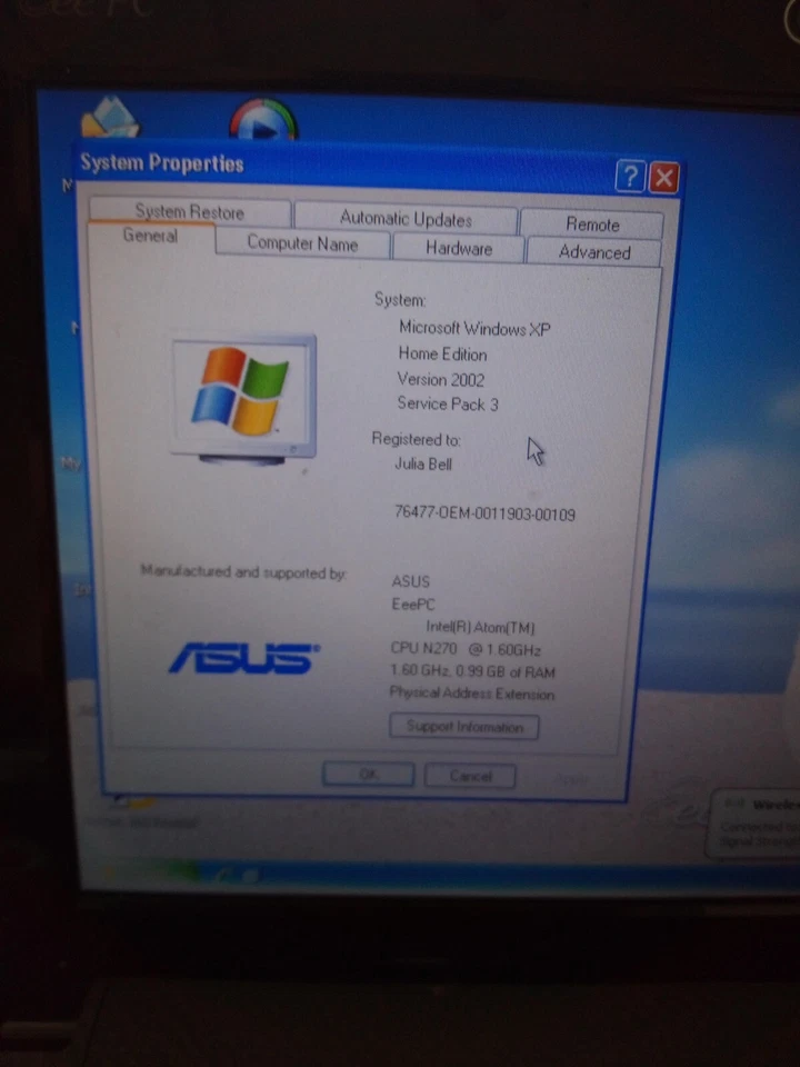 Asus Eee PC Netbook Computer Powers on, boot to WinXP. Backlight bleed, see pics - Image 2 of 4