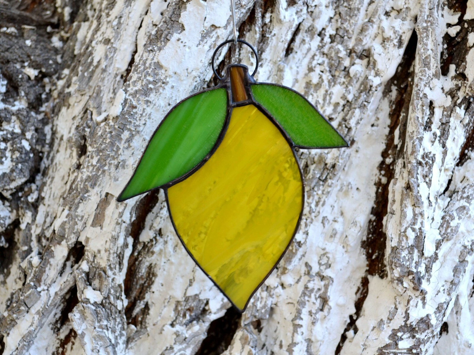 Stained Glass Lemon Suncatcher Yellow Fruit Window Hanging eBay