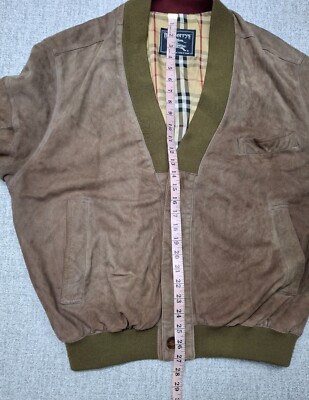 Vintage burberry 80s Suede Leather Cardigan Sweater Nova Check
