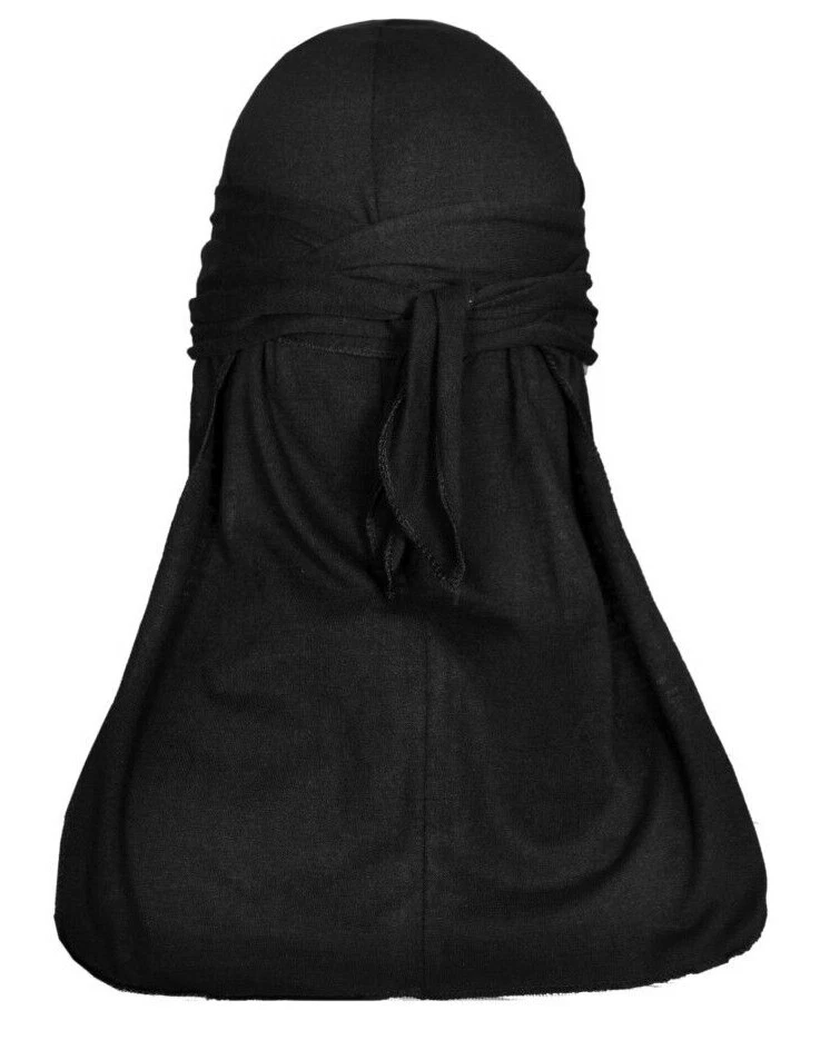FABZ BEAUTY Cotton Durag Soft Lightweight Bandana Long Tail Du-Rag Scarf Headwrap BLACK