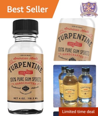 USA Made Natural 4 Oz Pure Gum Spirits Turpentine   Ideal for Creations
