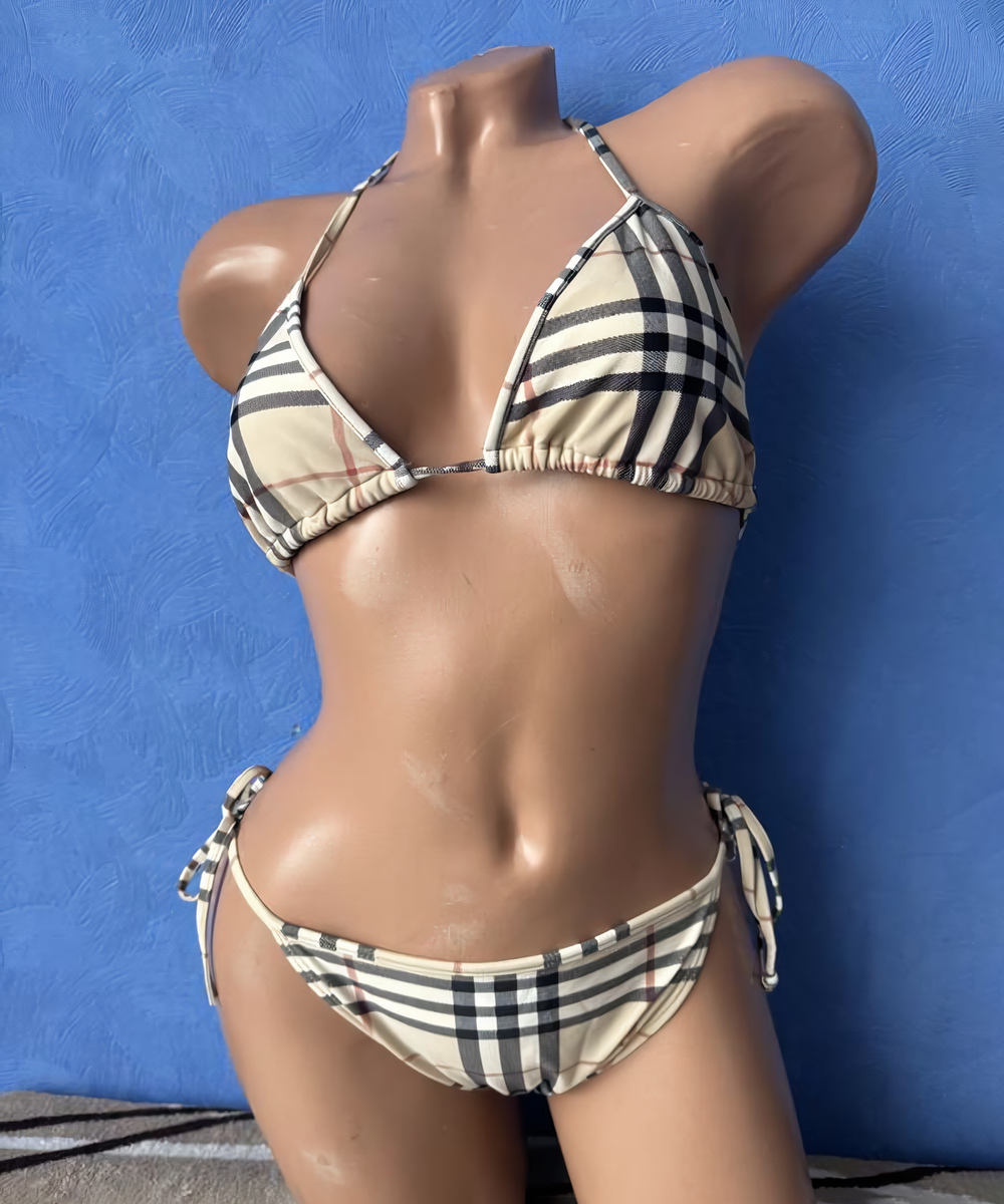 Vintage Womens BURBERRY Swim Suit Bra Nova Check Bikini