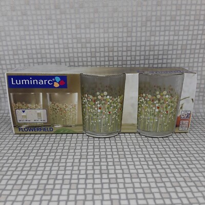 Luminarc Retro Flowerfield Glas Becher Made in France 3er Set 30cl 300ml