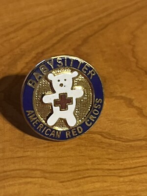 Babysitter American Red Cross Lapel Hat Jacket Pin Teddy Bear Certified Sitter