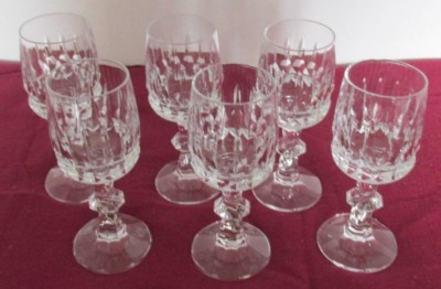 6 PCS SHOTSWETZEL AUSTRIAN CRYSTAL 1 1/2''D X 4 1/2''T RED WINE GOBLETS (2 SETS AV