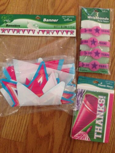 NEW HALLMARK CHEERLEADER PARTY supplies Thank you cards BANNER  bracelets FAVORS - Picture 1 of 11