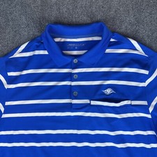 Nike Golf Men's L Blue White Stripe Walt Disney Logo Polo Shirt Dri-Fit Mickey