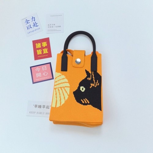 Cartoon Knot Wrist Bag Cute Shoulder pouch Reusable Knit Handbag for Girl - Picture 10 of 11
