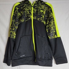 Russell Boys Youth Size XL 14-16 Hoodie Jacket Black Neon Yellow dri-power 360