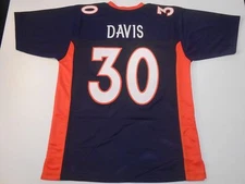 UNSIGNED CUSTOM Sewn Stitched Terrell Davis Blue Jersey - M, L, XL, 2XL