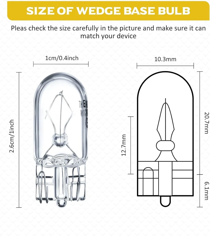 20 PCS 1/4 Wedge Base 12V 5W Clear Krypton Light Bulb For Landscape RV Cabinet - Image 2 of 4