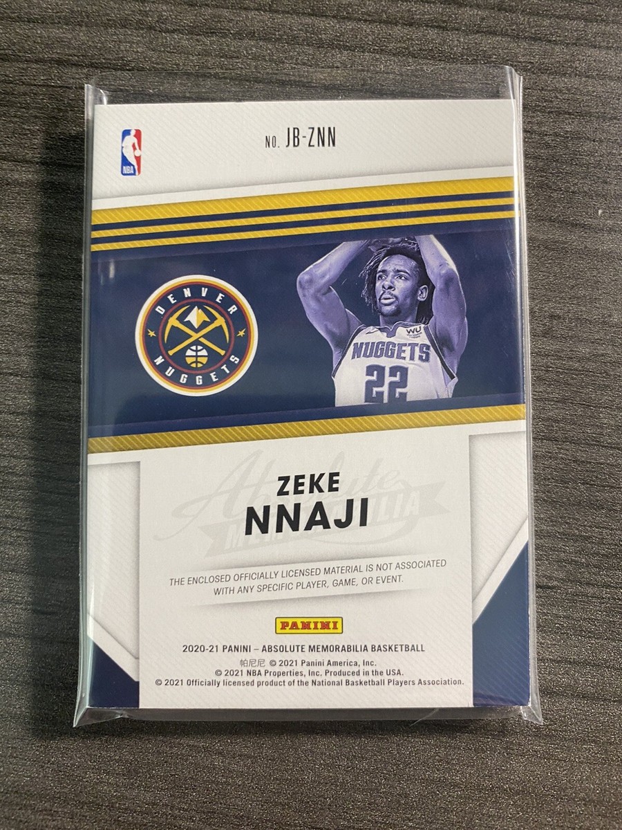 Zeke Nnaji 2020-21 Panini Absolute Patch #d /15 RC Basketball