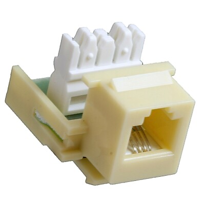 50- RJ11 Cat3 Telephone Keystone Jack in Ivory