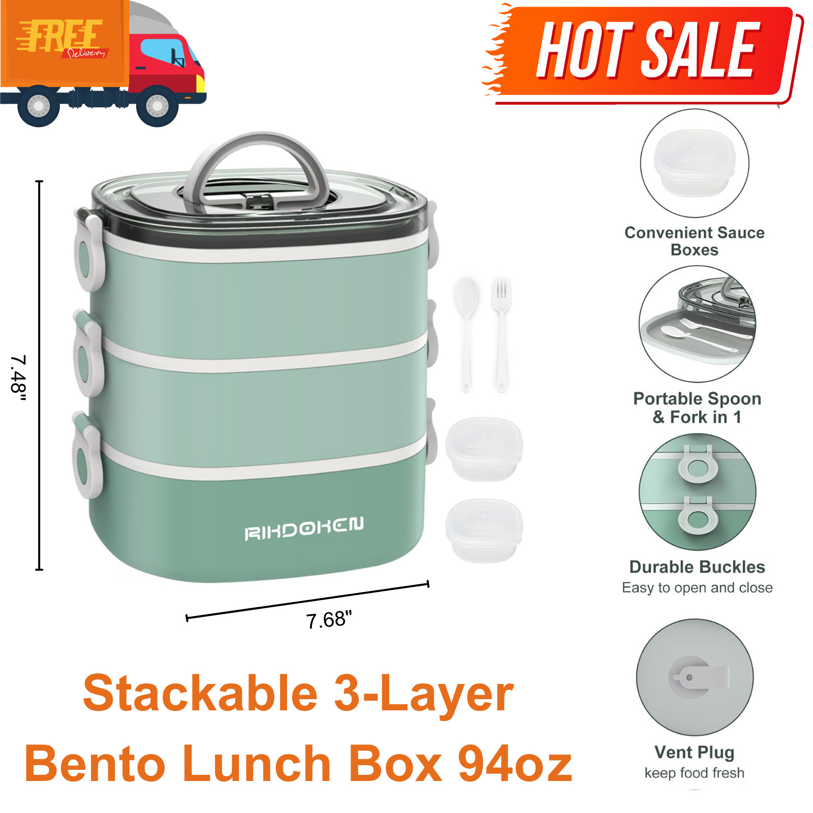 94oz - Leakproof, Microwave Safe, W/ Utensils