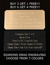 Custom Engraved Plate BRASS 3"x6" Name Plate Plaque Art Label Tag Gift Trophy