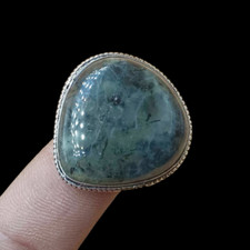 Stunning Prehnite Gemstone 925 Sterling Silver Plated Handmade Boho 1Pcs Ring