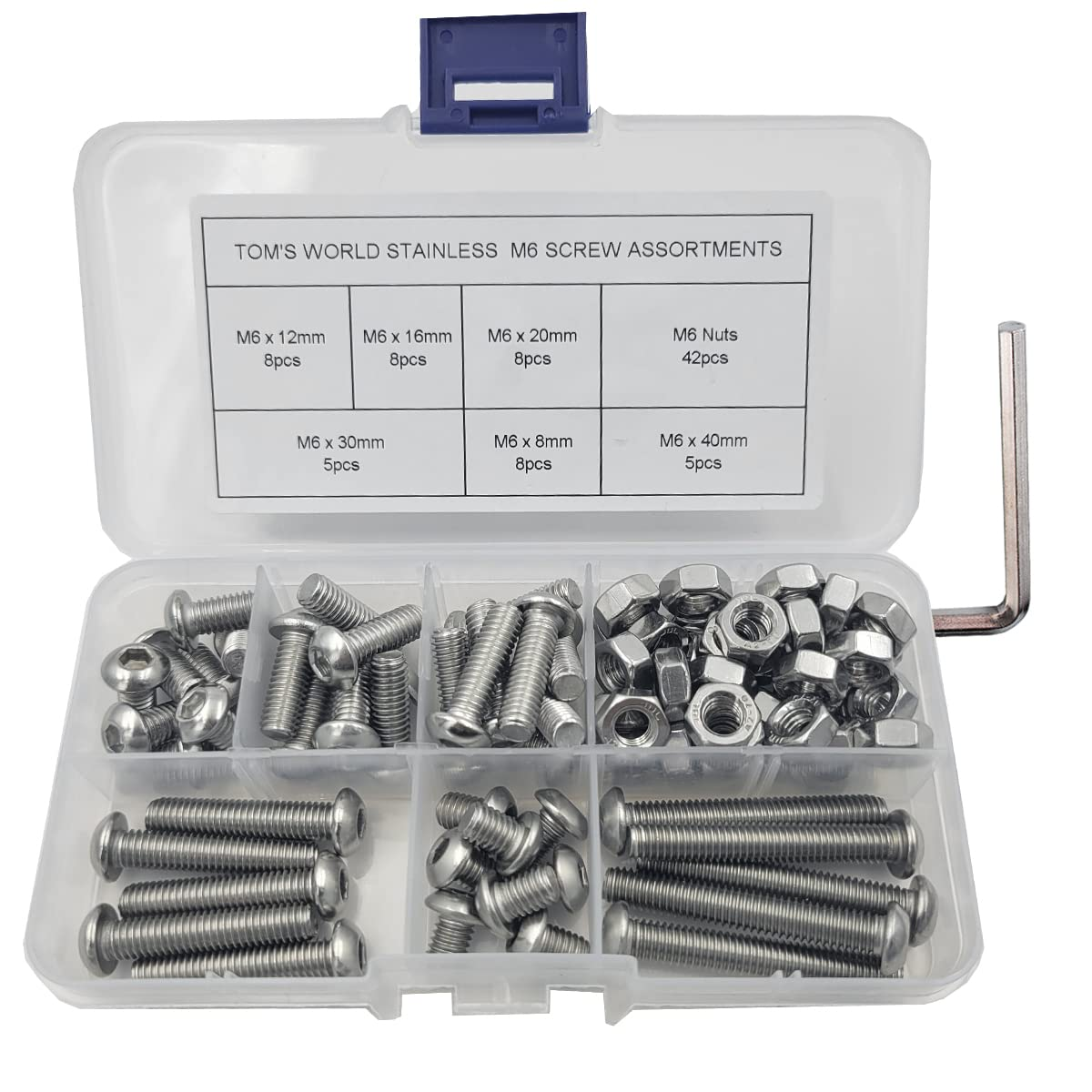 M6 Hex Socket Head Cap Bolts Nuts Screws Assortment Set 304 Stainless Steel All