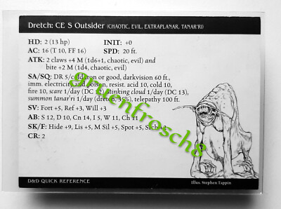  DRETCH  48 C  DRAGONEYE 2003   WIZARDS DDM  D&D MINIATURES QUICK REFERENCE CARD