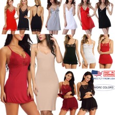 Women Sexy Cotton Long Spaghetti Strap Full Slip Camisole Under Dress Sleepwear