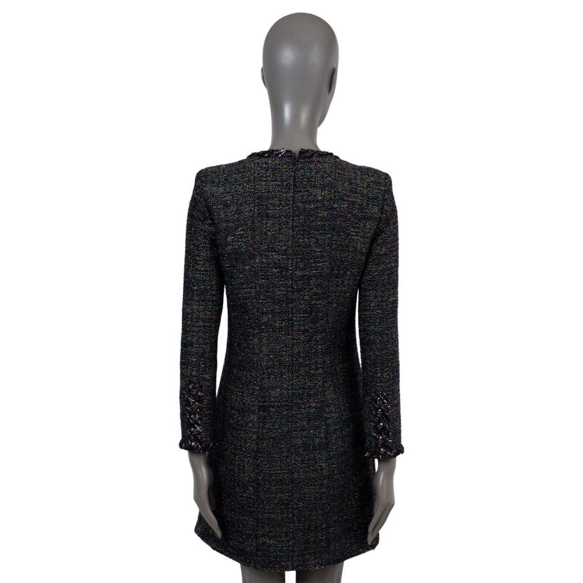 70288 auth CHANEL black & multi 2021 21K LUREX TWEED Dress 38 S