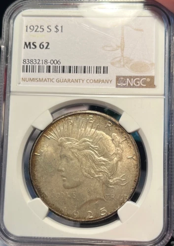 1925-S Peace Dollar NGC MS62  Freshly Graded