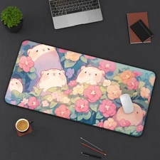 Kawaii Anime Animal Desk Mat, Adorable Cute Desk Pad, Animal Print Mousepad