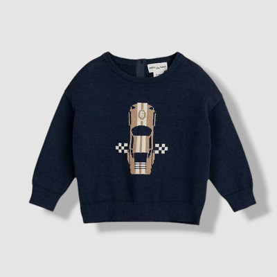 Miles The Label Baby Boy's Blue Sportwagen Instaria Sweater Size 3-6M