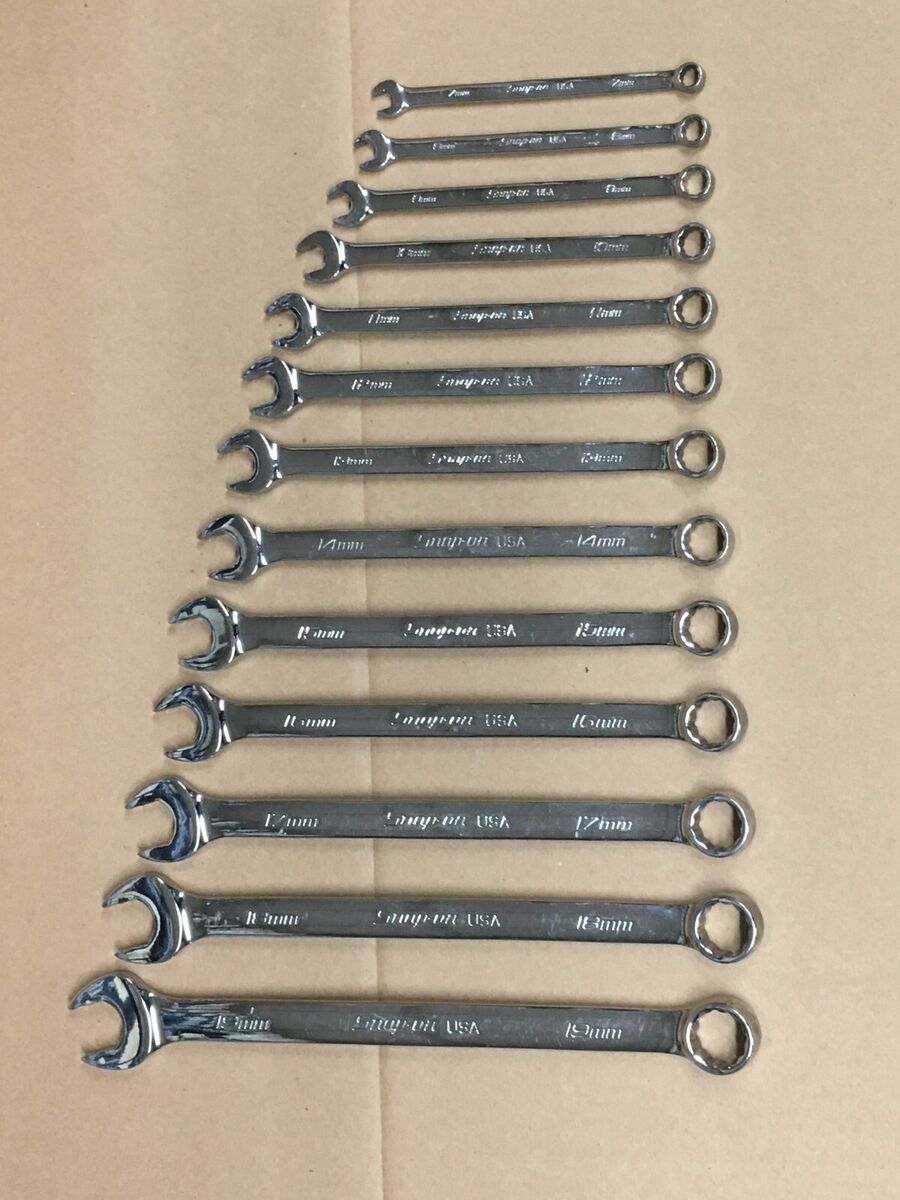 Snap On 13pc Metric Wrench Set - 7mm-19mm - Flank Drive Plus Snap On 13pc Metric Wrench Set - 7mm-19mm - Flank Drive Plus