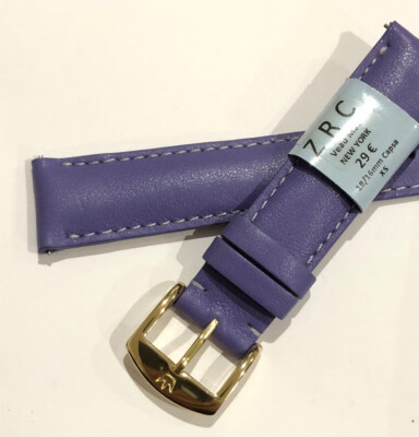 Bracelet Montre ZRC En Cuir Vachette Violet – 18 Mm, Neuf Avec étiquettes