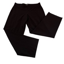 Eileen Fisher Black Stretch Wide Leg Mid Rise Pull On Viscose Blend Pants Size L