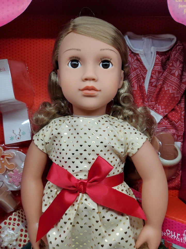 Muñeca de Navidad Posable Our Generation Deluxe 18" Noelle con Libro Vacaciones Foto 2 de 4