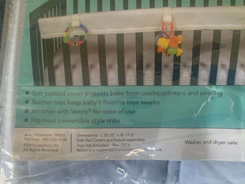 Baby Crib Rail Cover (Easy Teether by Leacho inc.) XL Baby Blue HUGE DISCOUNT - Image 3 of 4