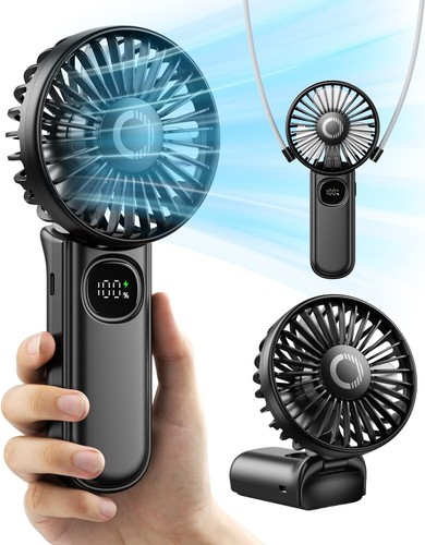 Portable handheld fan, foldable 3000mAh rechargeable battery, with display - Picture 8 of 8