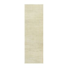 2'5" x 8'2" White Plain Luxurious Pure Wool Hand Knotted Runner Rug R90555