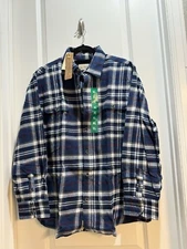 NWT Weatherproof Vintage Blue/Red Plaid Long Sleeve Large Armpit To Armpit 23”