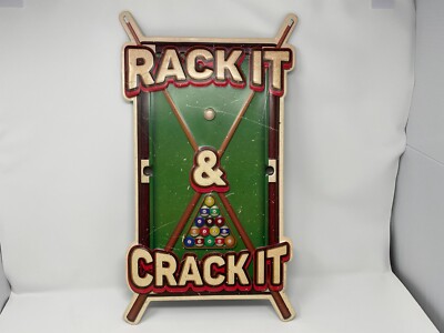 New Stamped Metal Hanging Wall Sign Billiards Pool Game Room Decor Rack ...