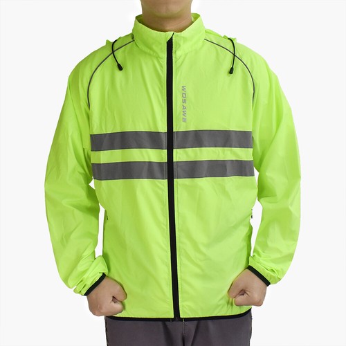 WOSAWE Hooded Cycling Jackets Windbreaker Reflective Bike Wind Coat Waterproof - Picture 4 of 17