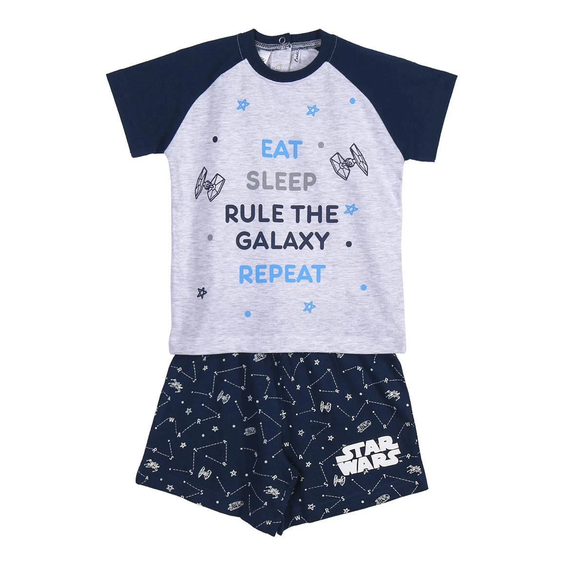 Star Wars, set completo di pigiama lungo in cotone da uomo con personaggi, Nero , 3XL
