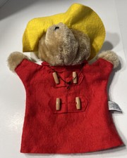 Vtg 1981 Eden Toys Paddington Bear Hand Puppet Plush Felt Red Coat  Yellow Hat