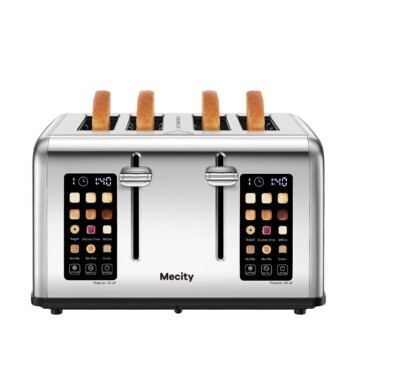 Mecity 4 Slice Toaster Touch Screen Control 4 Wide Slot, Stainless Steel Smar...