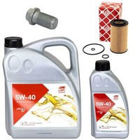 MotoröL Filter Set Febi SAE 5W-40 6 Liter + Schraube FüR Mercedes E-Klasse W210