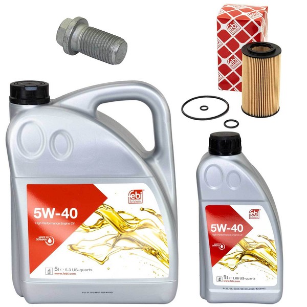 MotoröL Filter Set Febi SAE 5W-40 6 Liter + Schraube FüR Mercedes E-Klasse W210-image