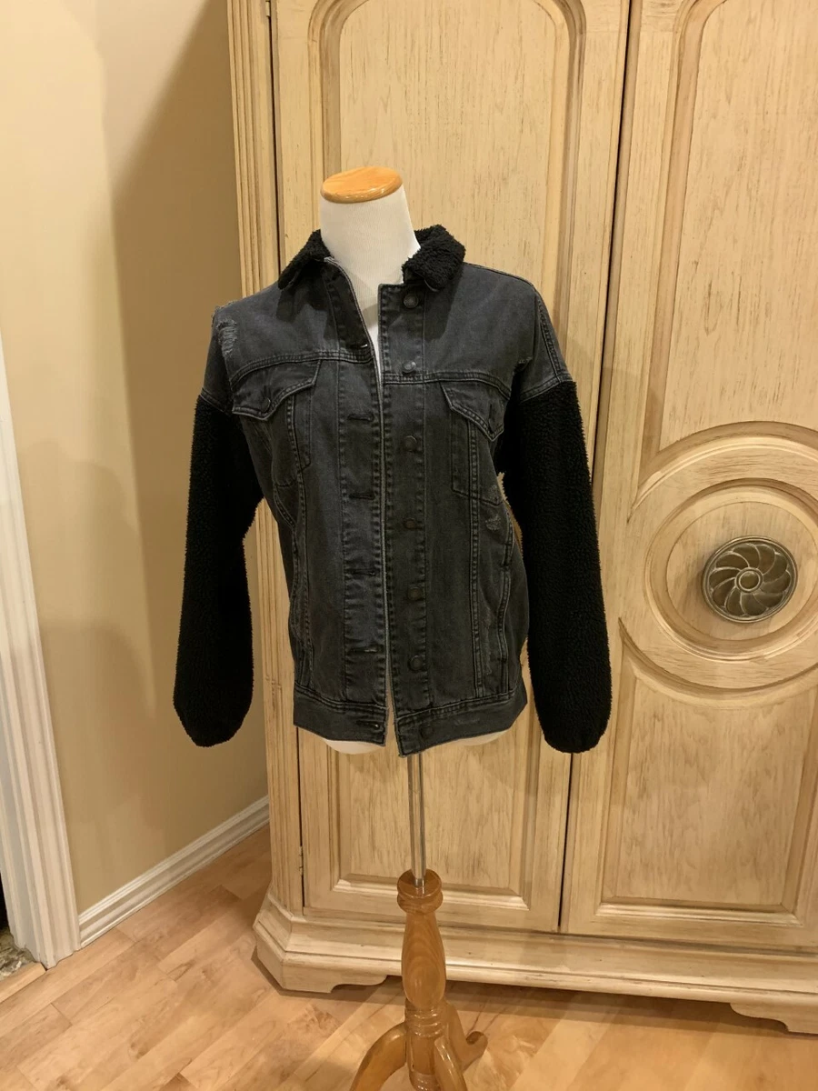 Sherpa sleeve hotsell denim jacket