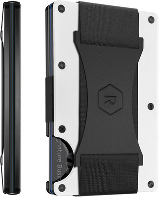 Ridge Men's Wallet - Slim RFID Front Pocket Wallet with Cash Strap (Polar White)