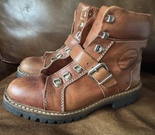 Vintage Gucci Hiking Boots Mens Size 5 1/2 Woman s 7 Made In Italy - Big Buckle